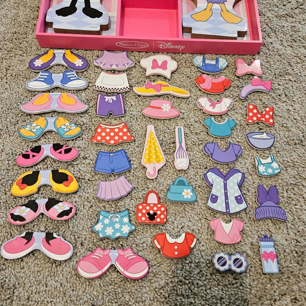 Melissa & Doug Disney Magnetic Dress Up Kids OS Pink Minnie Daisy Wooden Toy Set